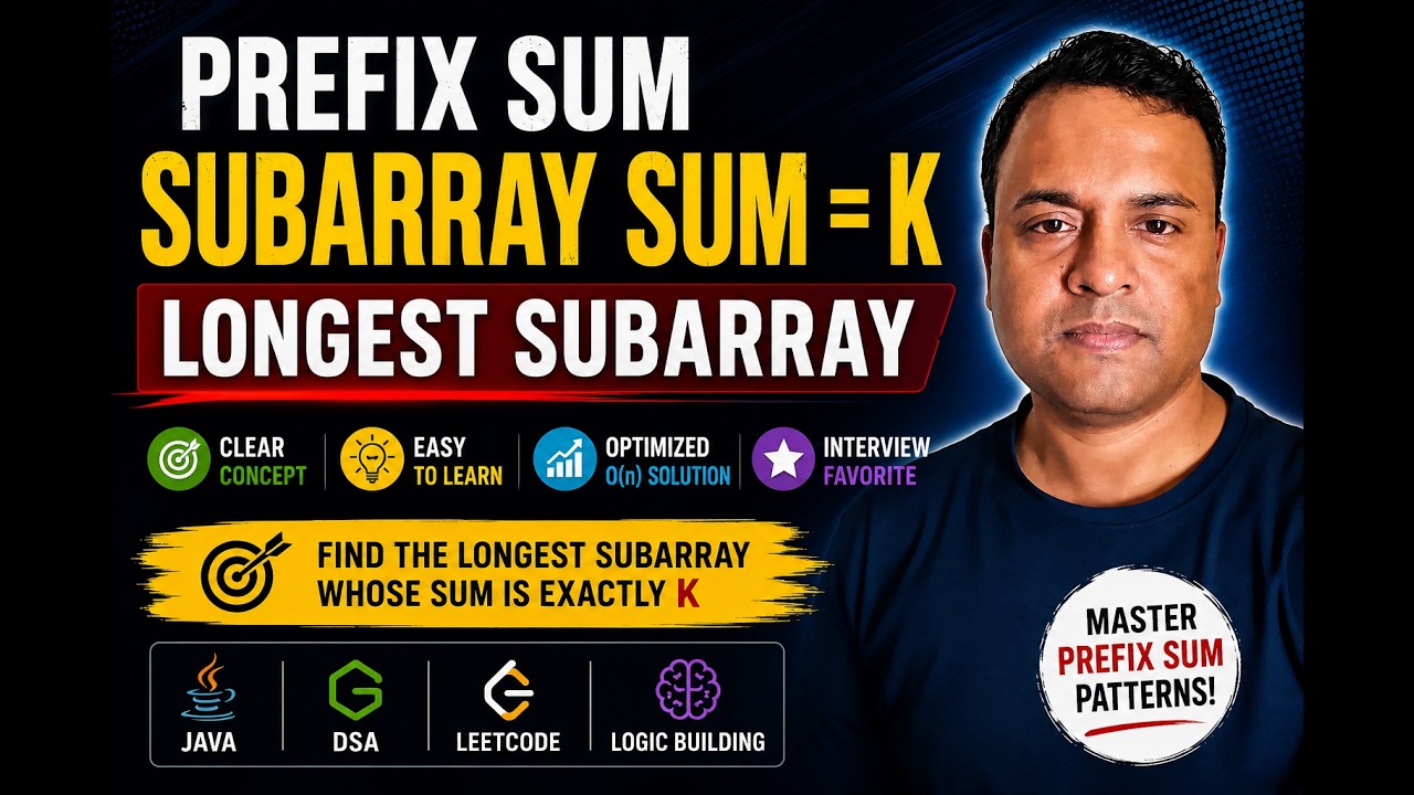 Prefix Sum - SubArray Sum equal K having longest subArray -Inyroduction ...