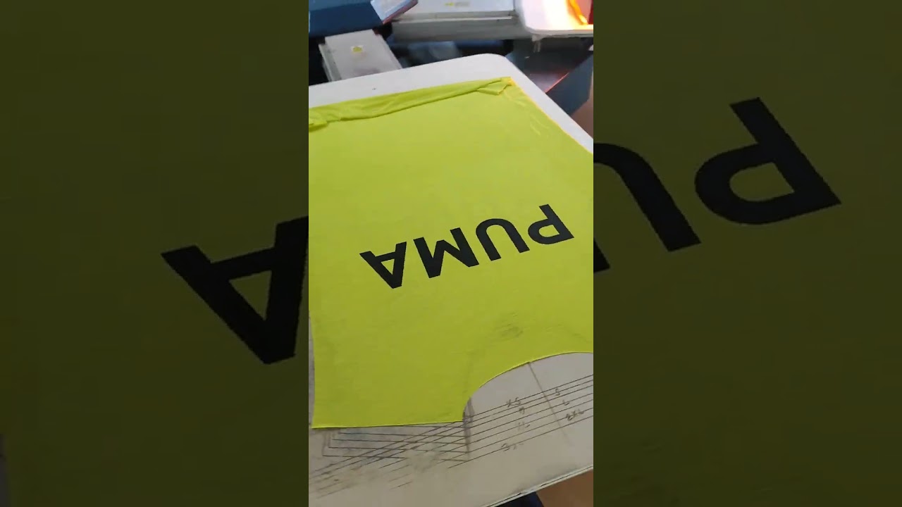 Puma T-shirt printing process. Copperhead Icon machine. DCC printing machine. M&R Global