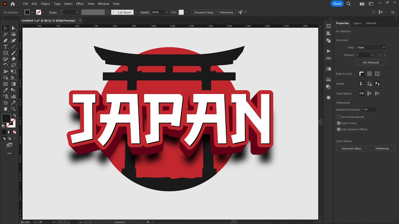 สอนกราฟฟิก ep_49 - สร้างตัวอักษรเอฟเฟค ธีมญี่ปุ่น ด้วยโปรแกรม Adobe Illustrator CC