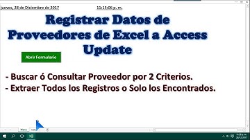 Registrar, Modificar, Eliminar y Consultar de Excel a Access