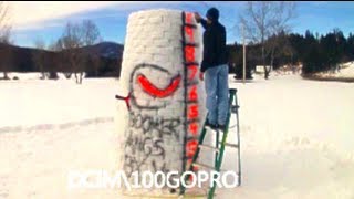 Snow Tower Build in Time Lapse WIN and Then an accidental 11 Foot Fall FAIL