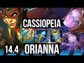 Cassiopeia vs orianna mid  607 rank 3 cassio 500 games dominating  jp grandmaster  144