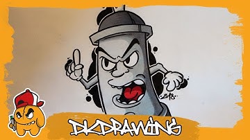 How to draw & color a graffiti spraycan character