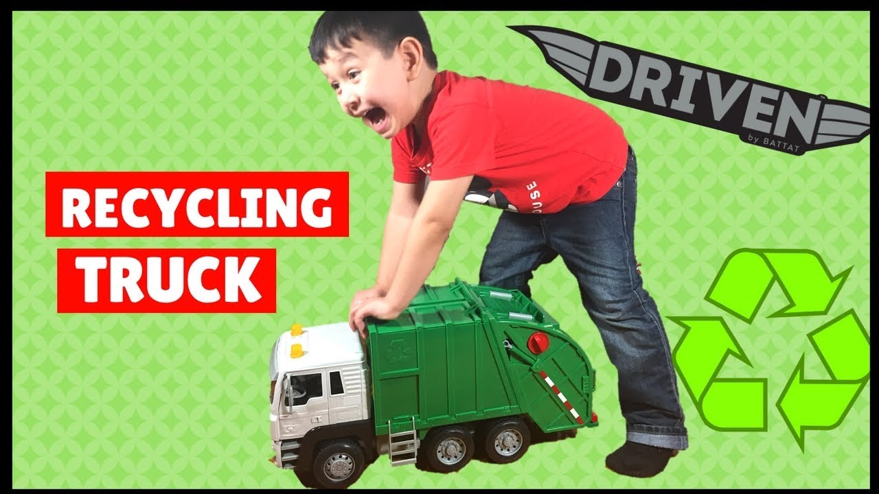 Driven By Battat Recycling Truck Garbage Truck Toy With Lights And Sounds Youtube - trash townroblox garbage simulatorep 1