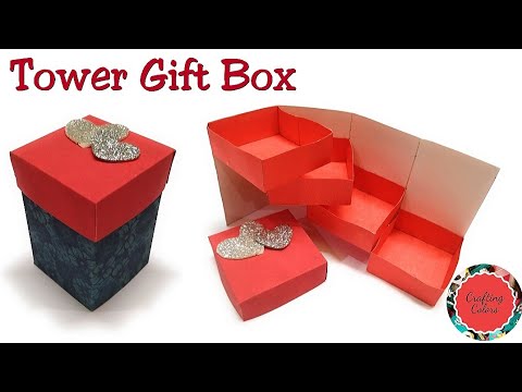 Painting Glossy Handmade Paper Tower Explosion Gift Box, For