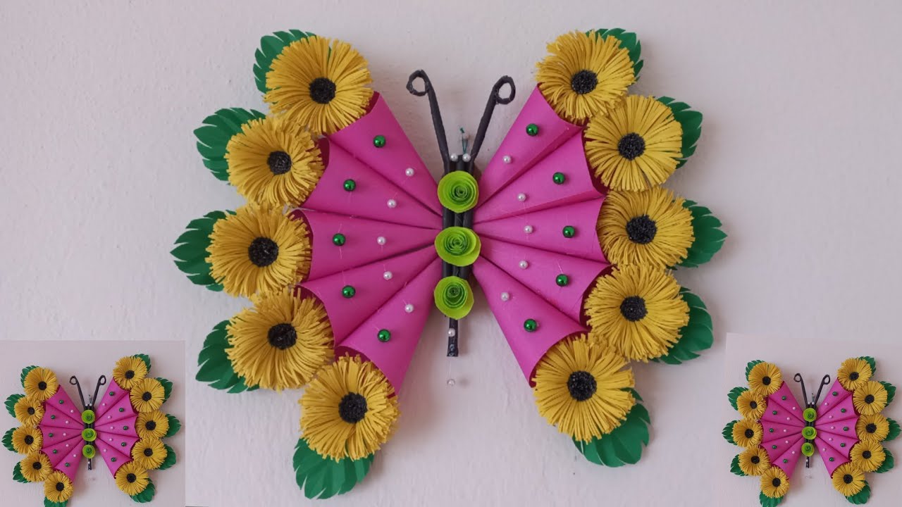 Diy paper Butterfly wall hanging amazing wall hanging YouTube