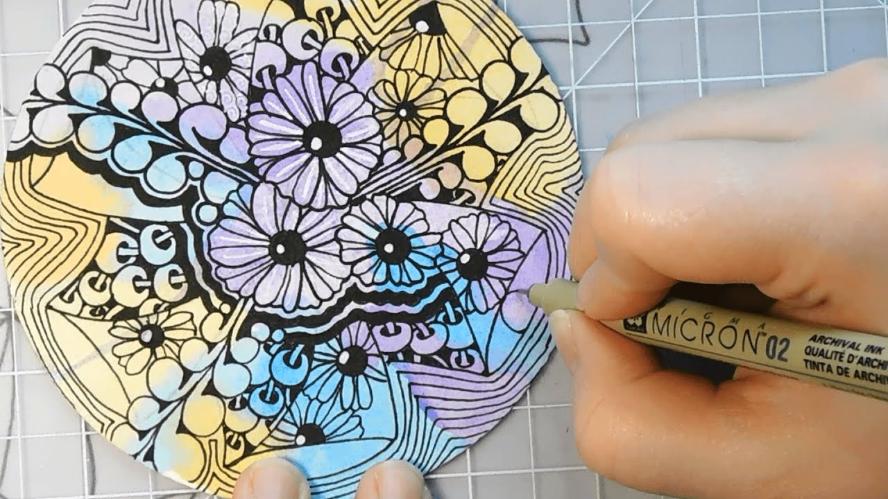 Zentangle Inspired Art Zendala with Watercolor YouTube