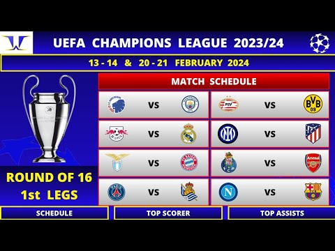 CHAMPIONS LEAGUE Fixtures Today 23/24 | Round Of 16 Schedule | Champions League Fixtures