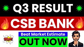 CSB Bank Share Q3 Result 2026 ||  CSB Bank Share Results Today ||