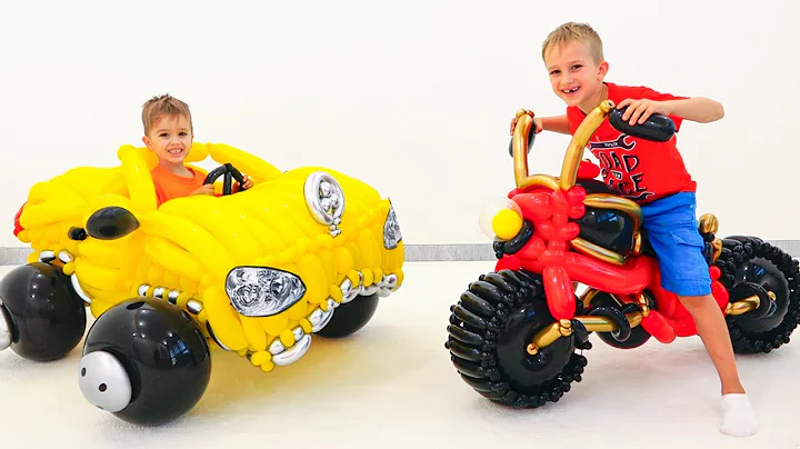 Vlad and Niki pretend play with toy car from balloons - Funny stories for kids