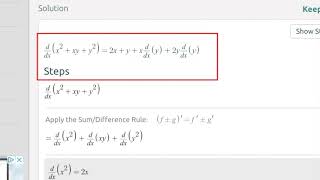 Calculus 1. Using Computer Tools like Symbolab for Implicit Diffrentiation Problems.