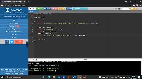 Program Menghitung Luas Persegi Menggunakan Bahasa C