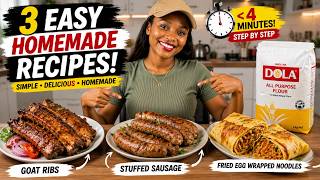 3 INSANE Recipes You Need to Try! 🤤🔥 Goat Ribs, Stuffed Sausage & Egg-Wrapped Noodles