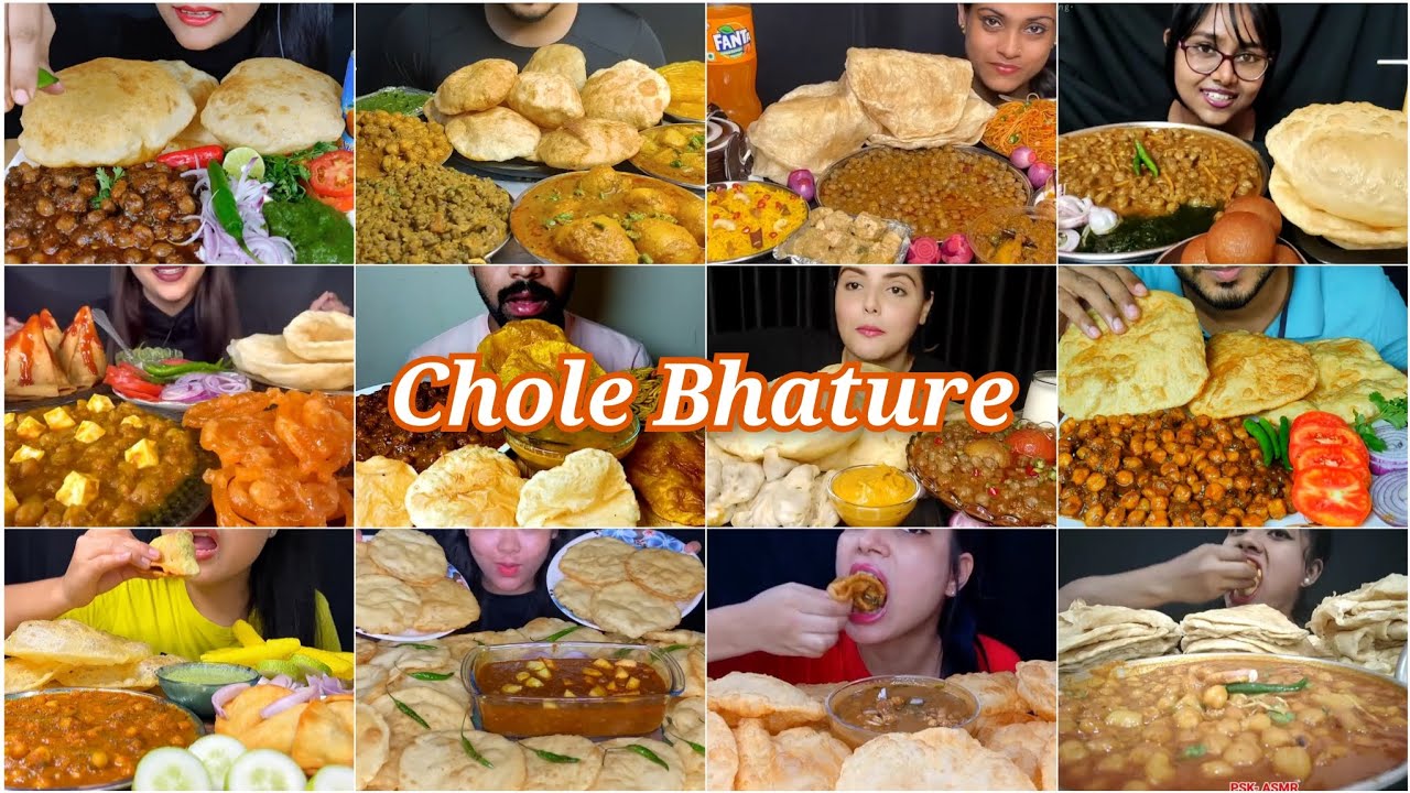 ASMR Eating | Spicy Chole Bhature, Aloo Samosa & Salad Eating | Indian Street Food Mukbang ASMR