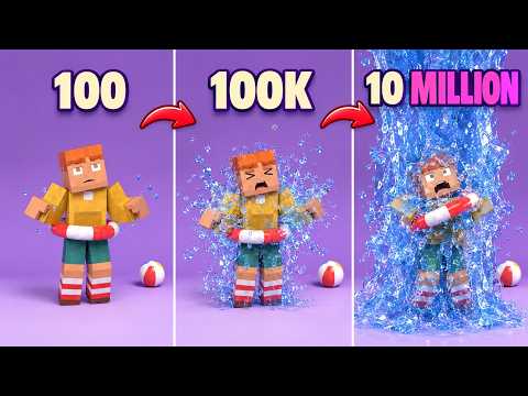 Minecraft Alex vs 10 Million Water Particles & Realistic Physics – Satisfying Compilation 💀🌊