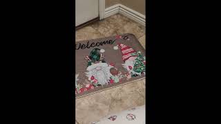 TREWAVE Christmas Buffalo Plaid Gnome Welcome Doormat,Non-Slip Entrance Rug | Linen Cotton With Rubb