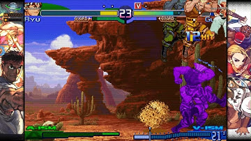 Street Fighter Alpha 3 upper - ranked match, Guile vs Ryu attempting the Guile V-ism loop lol