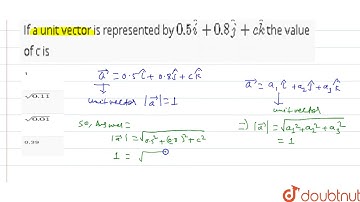 If a unit vector is represented by `0.5hati + 0.8hatj + chatk` the value of c is