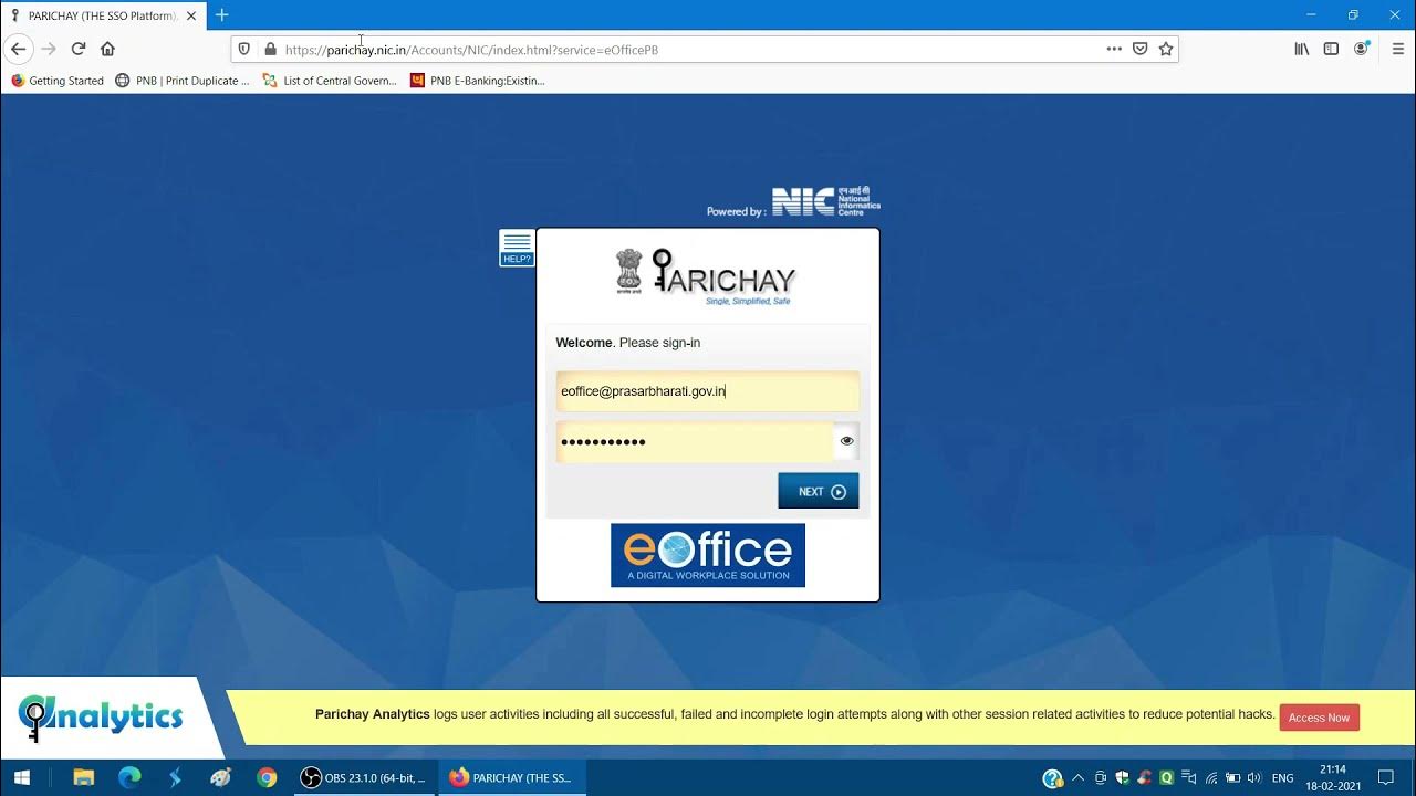 How to Login to eOffice through Parichay YouTube