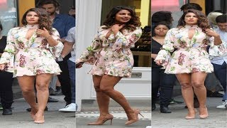 Priyanka Chopra displays her tanned & toned legs in floral dress