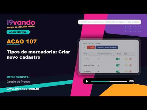 Tipos de mercadoria - Criar novo cadastro