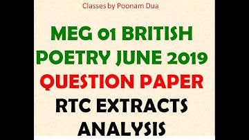 What to write in RTC Question IGNOU MEG 01 MA ENGLISH How to answer BRITISH POETRY EXAM