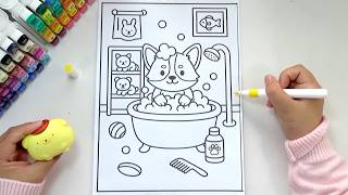 Information Bright Colors for a Happy  Corgi Puppy! 🐶🌈 Coloring Page Tutorial Update