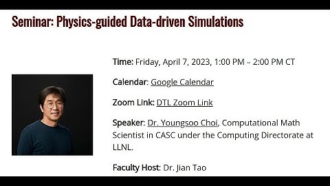 TAMIDS Digital Twin Lab Seminar: Physics-guided Data-driven Simulations (Dr. Youngsoo Choi)