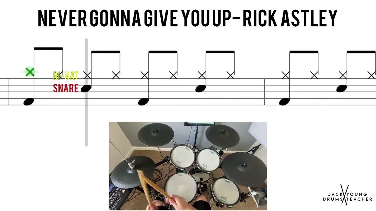 Never Gonna Give You Up   Rick Astley 🥁 Grade 1 Beginner Version