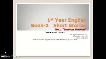 "Button, Button" by Richard Matheson(1st Year English-1st Short Story)