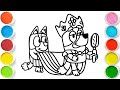 Bluey and Bingo with Umbrella Drawing, Painting & Coloring For Kids and Toddlers_ Easy Art