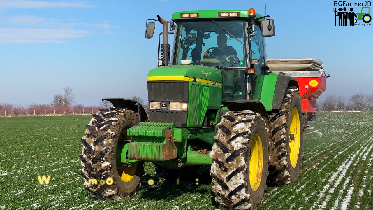 4K ✅ Rauch Axis 30.2 Section Control 🔥1-st. Spreading Fertilizer on Wheat \\ UREA \\2021 🔥 JD 7810