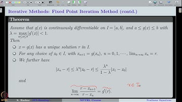 Lecture 35:Nonlinear Equations: Fixed-point Iteration Methods (Convergence)&Modified Newton