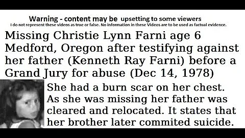 Missing Christie Lynn Farni age 6 1978 Medford, Or...