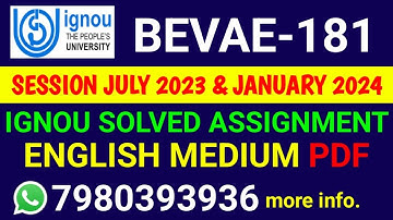 BEVAE 181 Solved Assignment 2023-24 English, BEVAE 181 Solved Assignment 23-24, BEVAE-181 Assignment