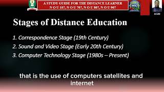 Unit I of Module I: A STUDY GUIDE FOR THE DISTANCE LEARNER: NOU 107, NOU 707, NOU 807, NOU 907 