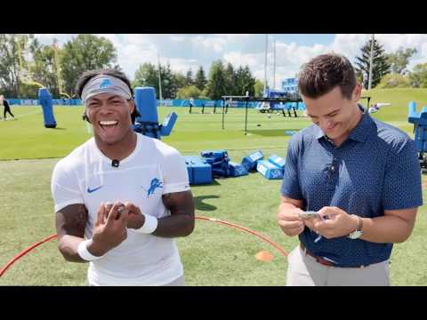 Lions RB Jahmyr Gibbs rips packs of Topps flagship football cards, reveals who he'd collect