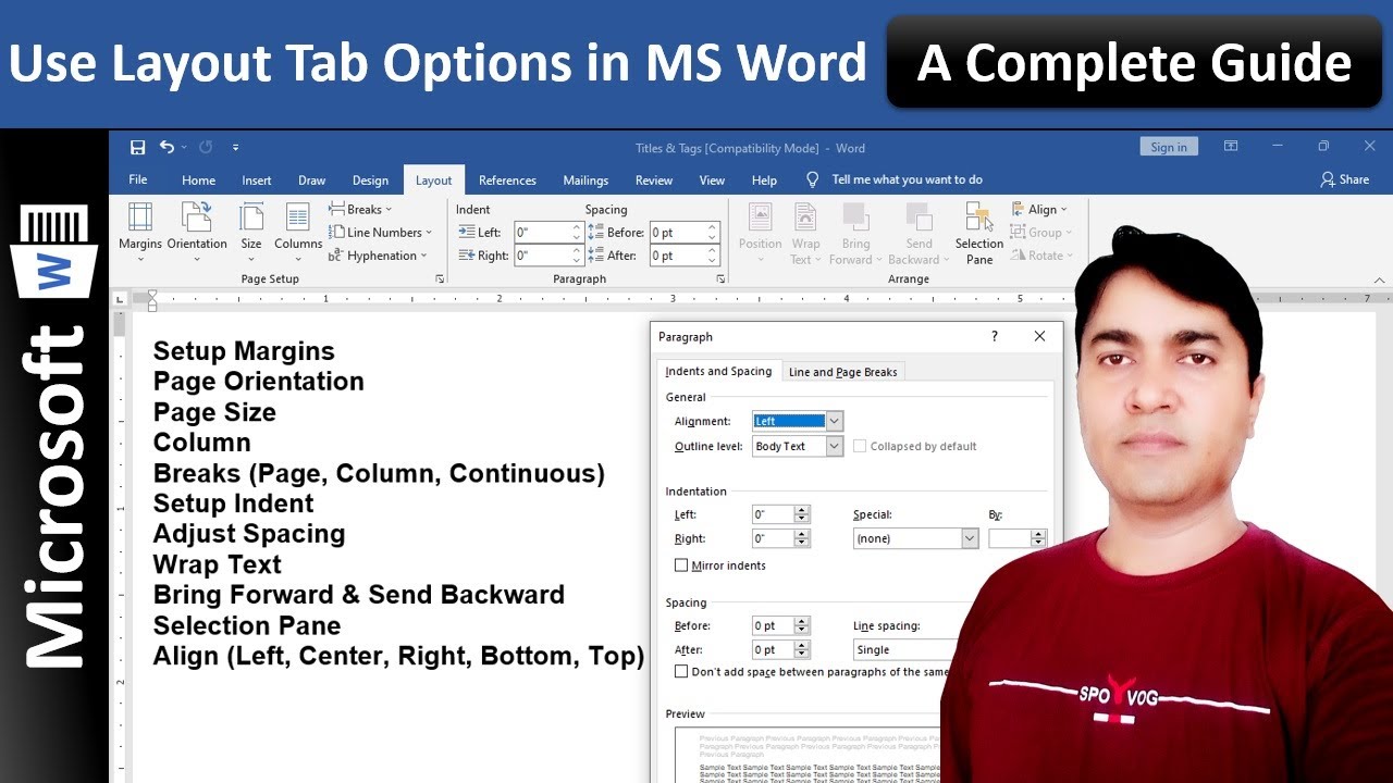 Layout Tab In MS Word MS Word Me Page Layuot Tab Ka Use In Hindi layout-tab-in-ms-word-ms-word-me-page-layuot-tab-ka-use-in-hindi