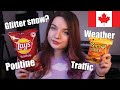 Asmr ramble about my experience in canada  while trying some snacks