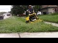 Lawn care vlog #47 Very wet yard clean up - Tall, thick, wet grass mowing