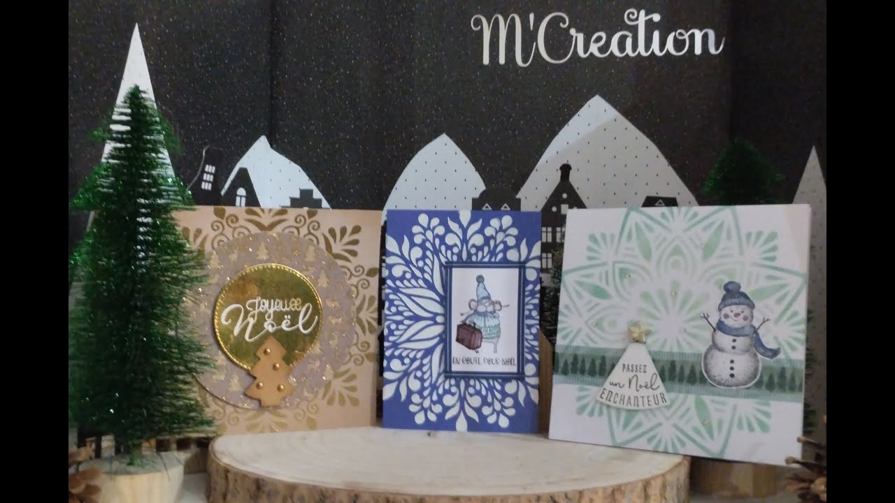 Tuto scrap  - Cartes de Noël😀Technique avec pochoirs