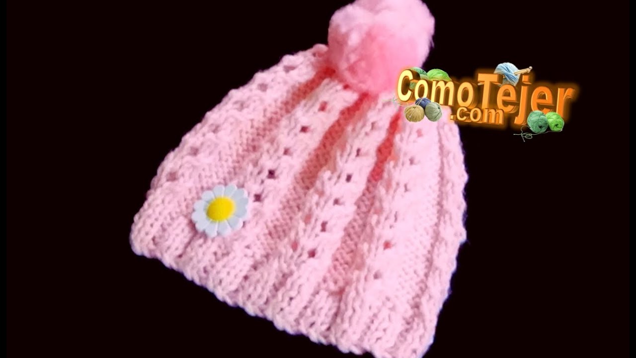 🌈 Gorro Turbante Bebe a Dos Agujas de 0-3 Meses ✓ Tejidos a dos agujas  para bebes 