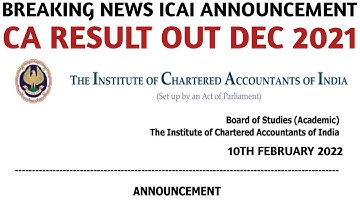 Breaking News | CA Result Out | CA Exam December 2021 Result Out