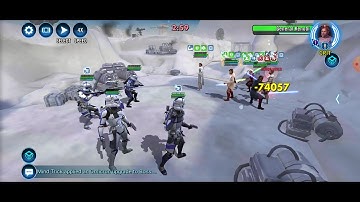 Aurra-BH + GAS-501st (15% HP,  -75% dmg) vs. JMK/CAT/GK/P/Ahsoka (L9 Padme, wordy L6): 39 banners