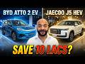 BYD Atto 2 EV vs Jaecoo J5 HEV – Which Saves 10 Lacs? Full Comparison ⚡