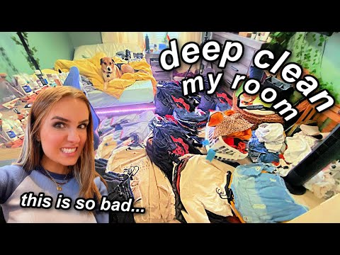 extreme deep cleaning my room?? *declutter + organize*
