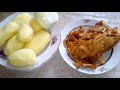 Жаренная картошечка с грибами лисичками и сливочным соусом