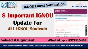 8 Important Notification for all IGNOU Students |New Updates | DEC-2021 OF IGNOU ONLINE PROGRAMMES