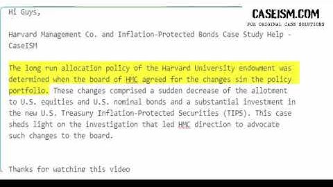 Harvard Management Co. and Inflation-Protected Bonds Case Study Help - Caseism.com