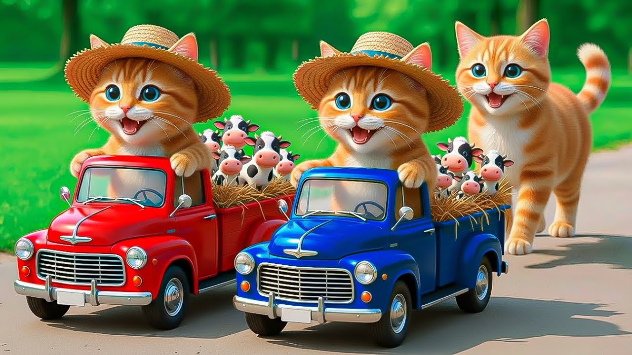 Mama Cat and Kitten Drive a Tractor to Rescue Dairy Cows from a Sneaky Fox 🚜🐄🦊